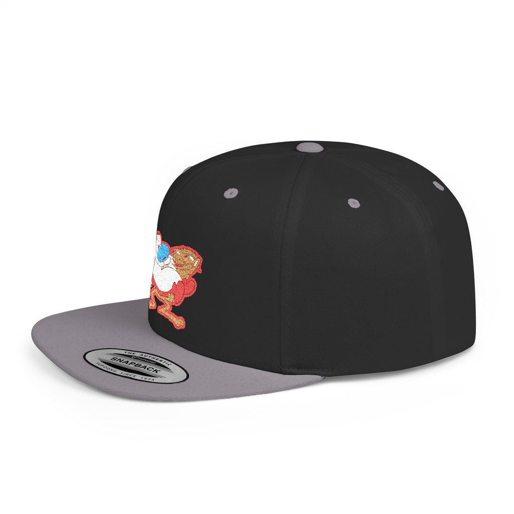Retro Cartoon Egg Character Flat Bill Snapback Hat