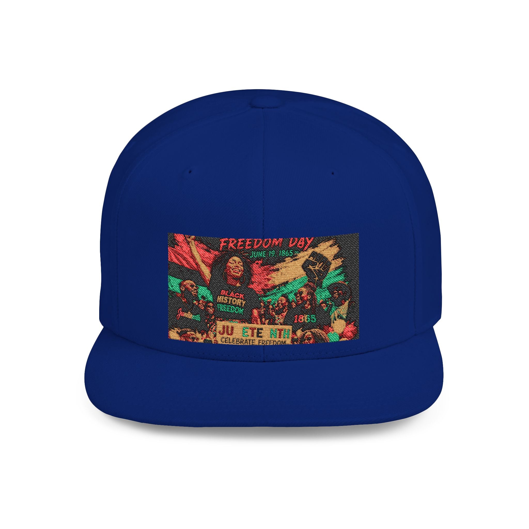 Reggae Vibes Flat Bill Snapback Hat — Colorful Rasta Music Patch