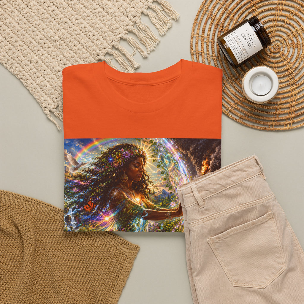 Cosmic Guardian Tee — Earth Mother Spiritual Graphic T-Shirt