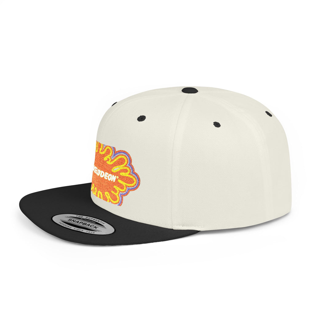Nickelodeon Slime Logo Flat Bill Snapback Hat — Retro 90s Cartoon Cap