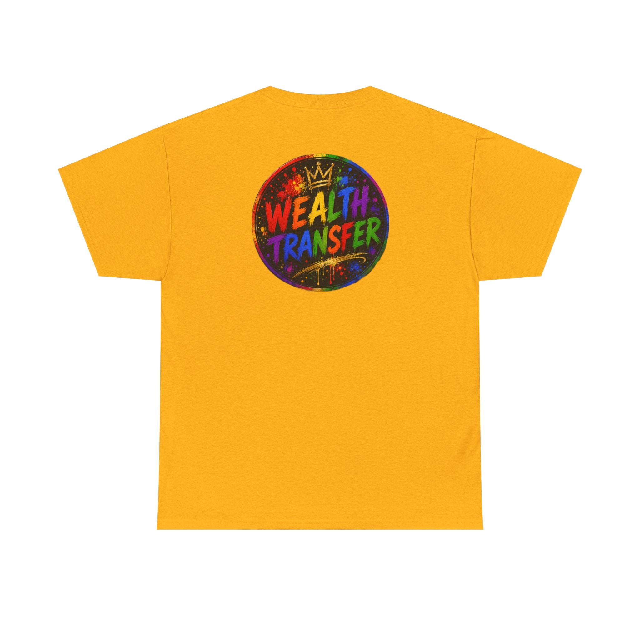 Wealth Transfer T-Shirt — Rainbow Graffiti Design (Back Fist Emblem)