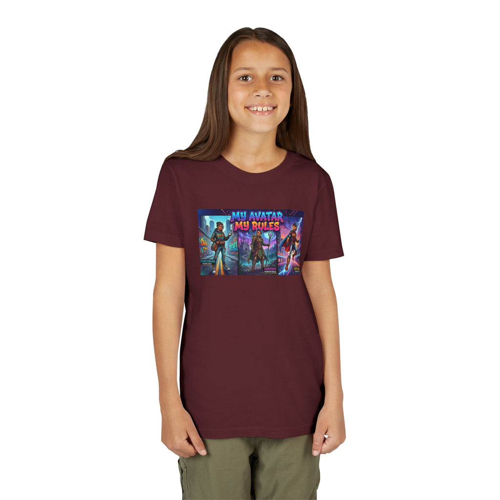 Youth Tee — “MY AVATAR MY RULES” Customizable Character Graphic