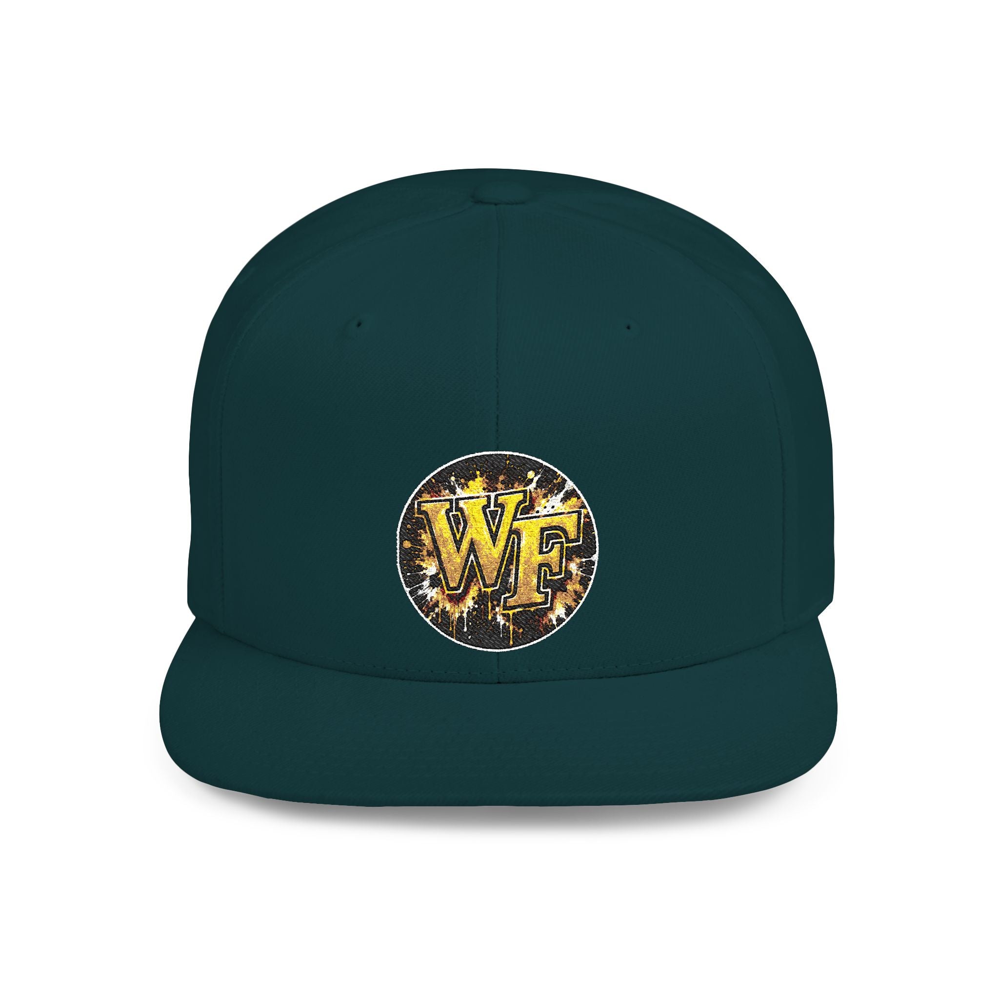 Snapback Hat — WF Gold Leopard Logo Flat Bill Cap