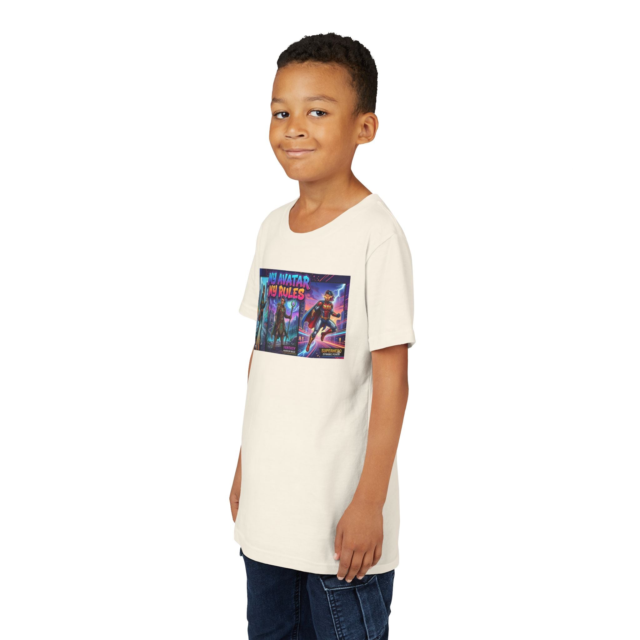 Youth Tee — “MY AVATAR MY RULES” Customizable Character Graphic