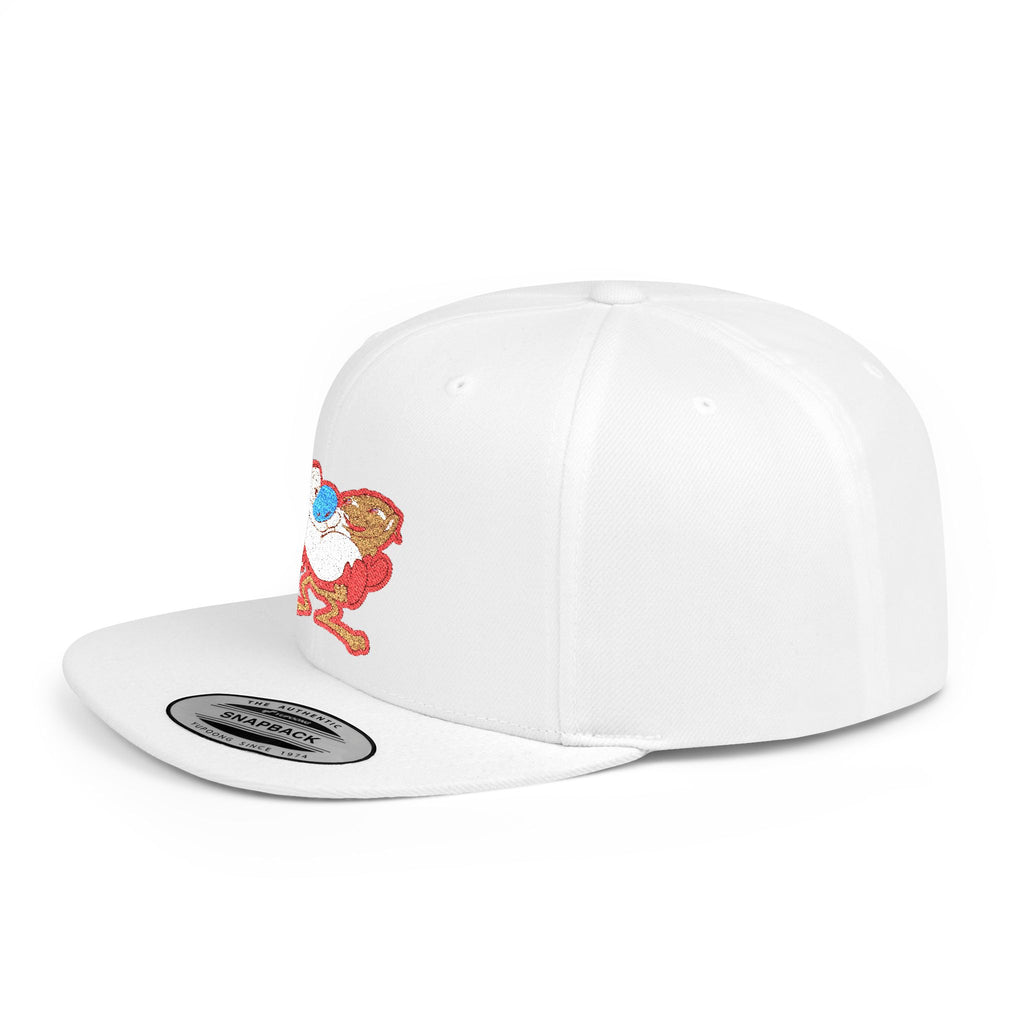 Retro Cartoon Egg Character Flat Bill Snapback Hat