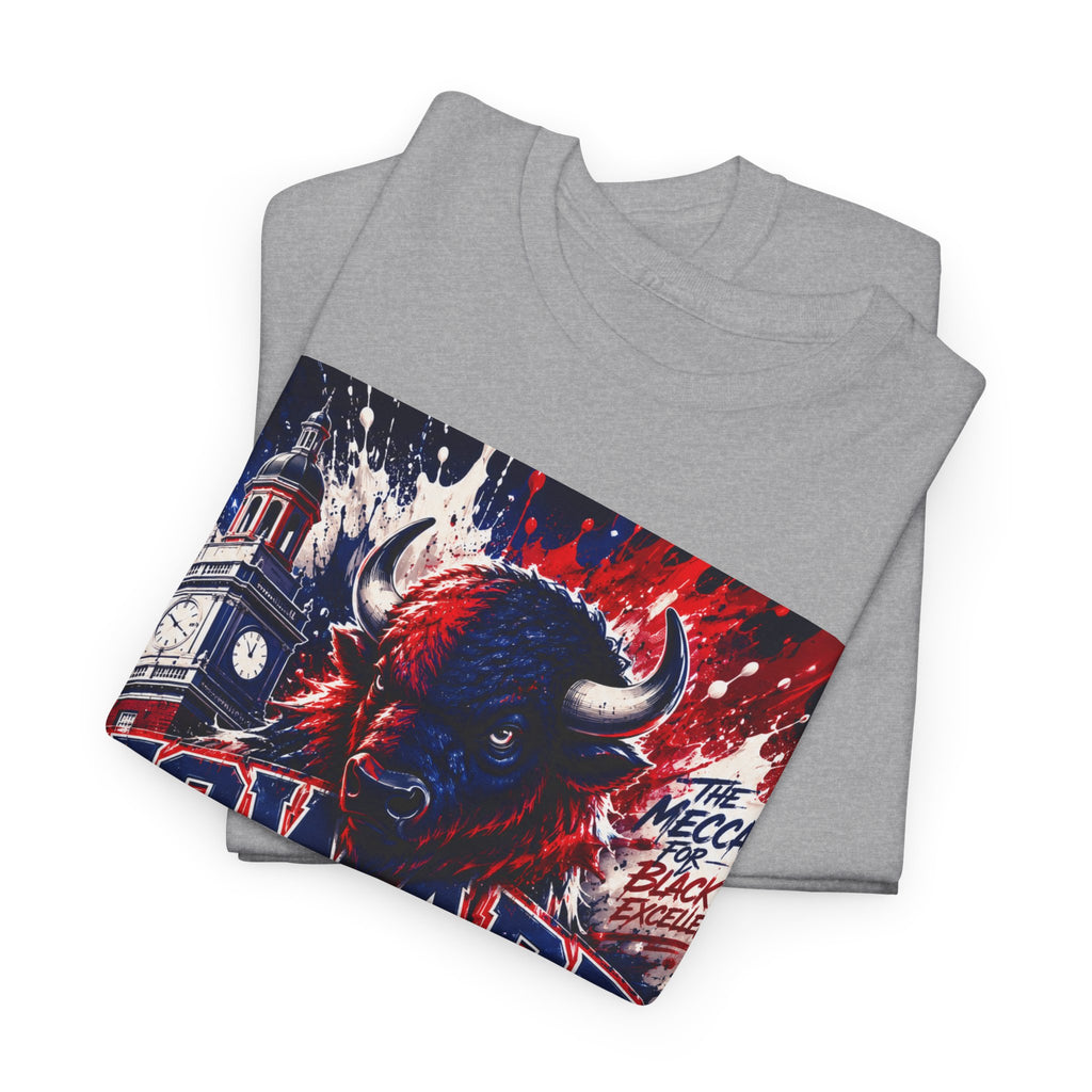 Howard University Buffalo Spirit Tee — HU Bison Red & Blue Campus Shirt