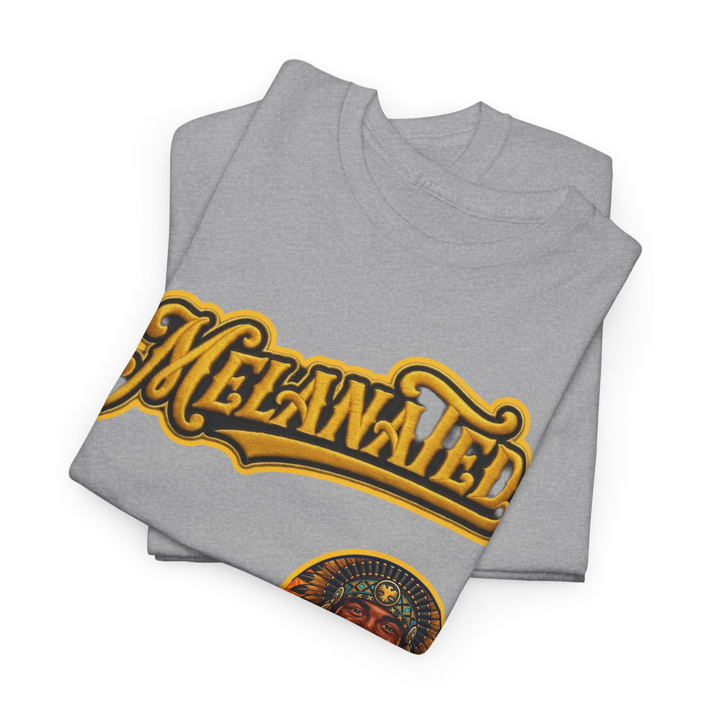 Melanated 19 Graphic Tee — Retro Script Logo & Gold Number Baseball Shirt