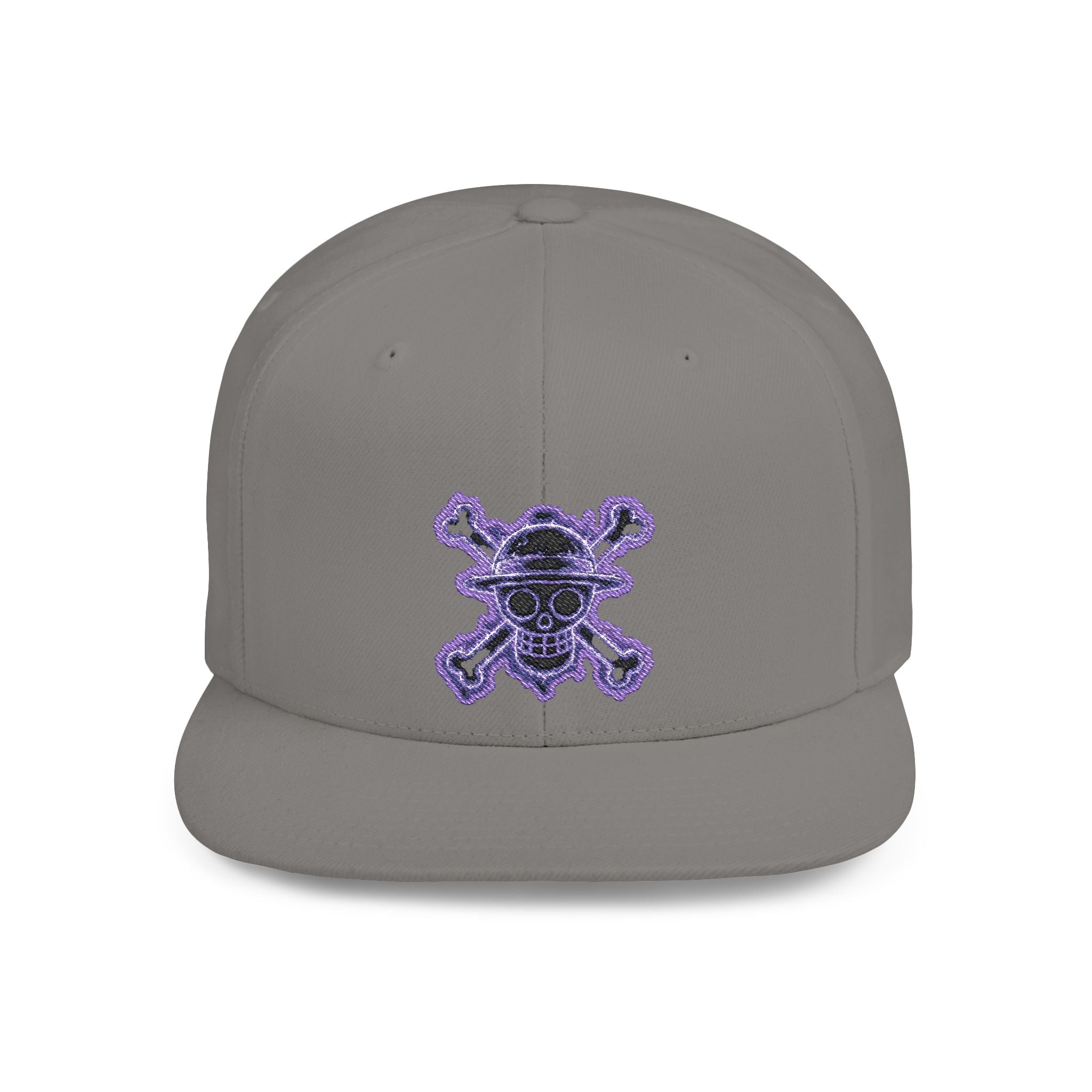 Purple Glitter Skull Snapback Hat - Flat Bill Adjustable Cap