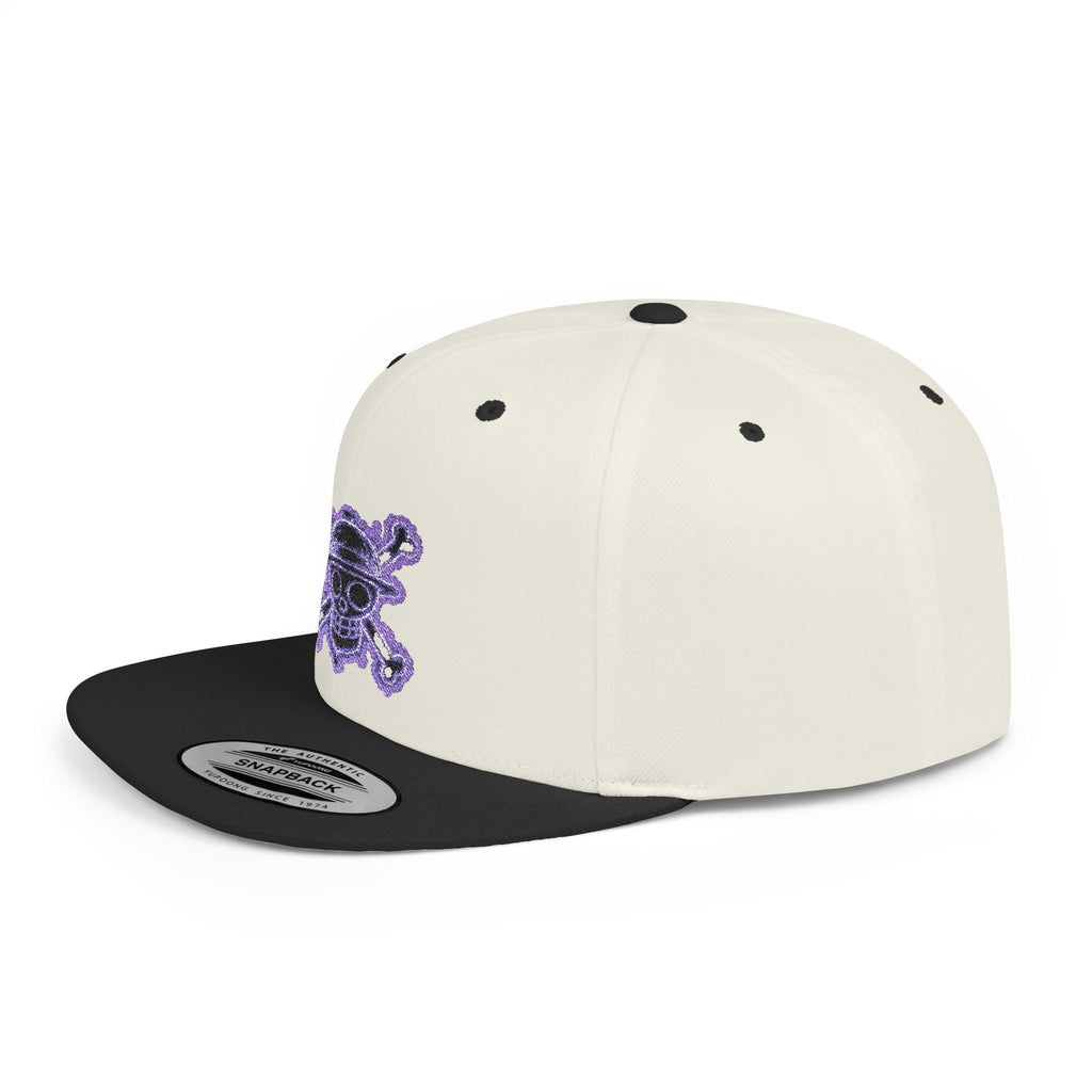 Purple Glitter Skull Snapback Hat - Flat Bill Adjustable Cap