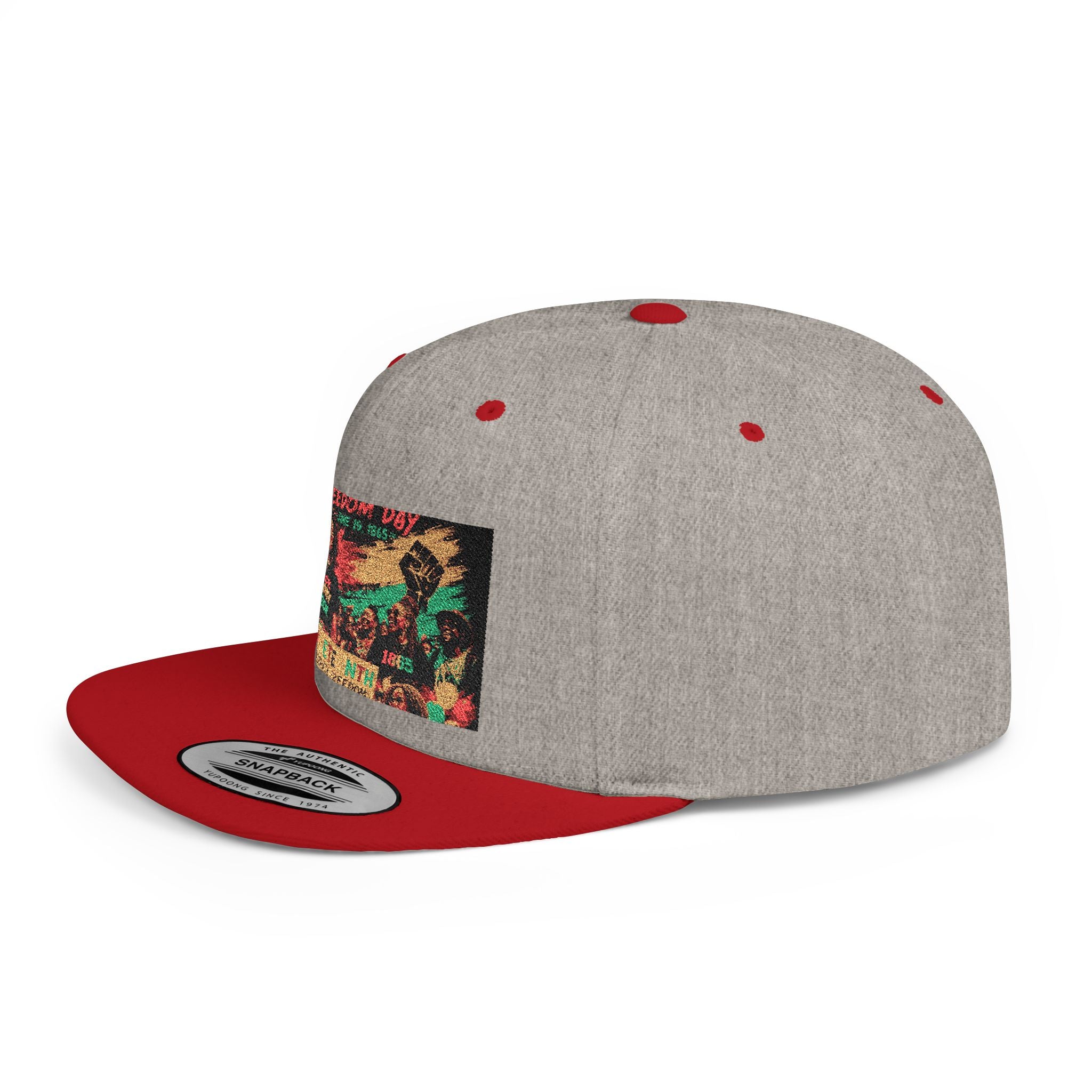 Reggae Vibes Flat Bill Snapback Hat — Colorful Rasta Music Patch