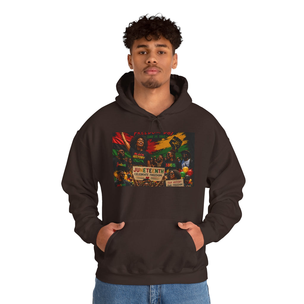 Juneteenth Celebration Hoodie — Juneteenth 1865 Freedom Retro Graphic Hooded Sweatshirt