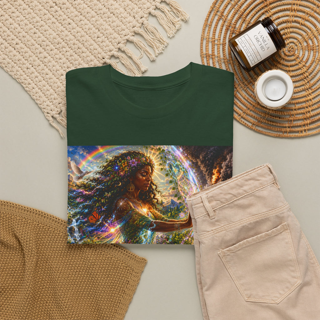Cosmic Guardian Tee — Earth Mother Spiritual Graphic T-Shirt