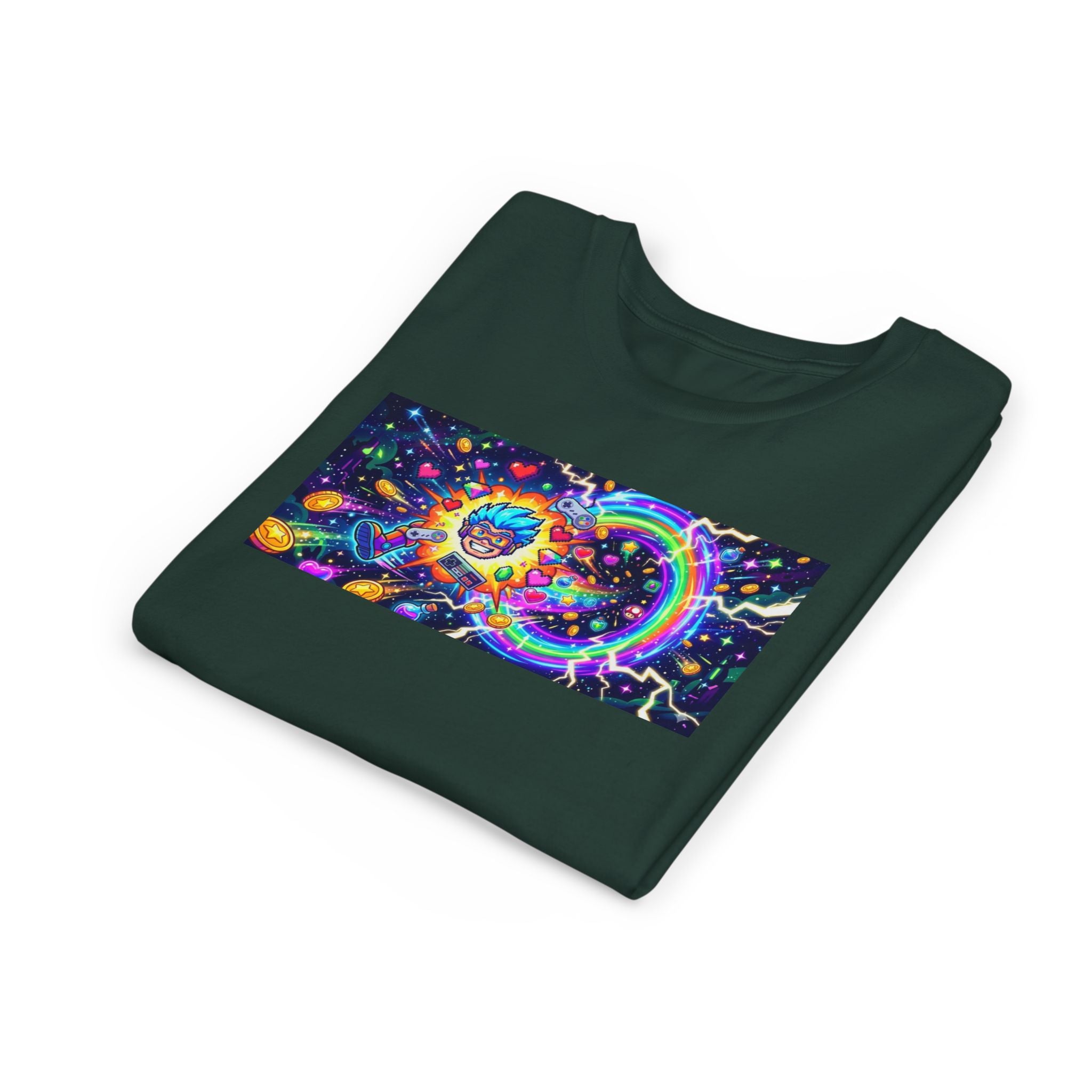 Kids Gaming Tee — Neon Rainbow Portal Gamer Shirt