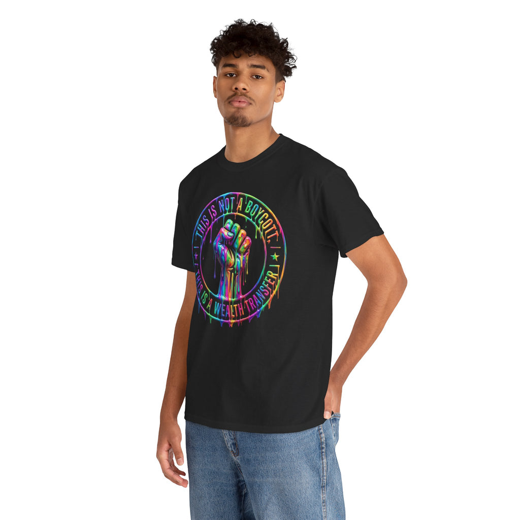 Protest Fist Graphic Tee — "Love Is Love" Rainbow Drip Pride Shirt