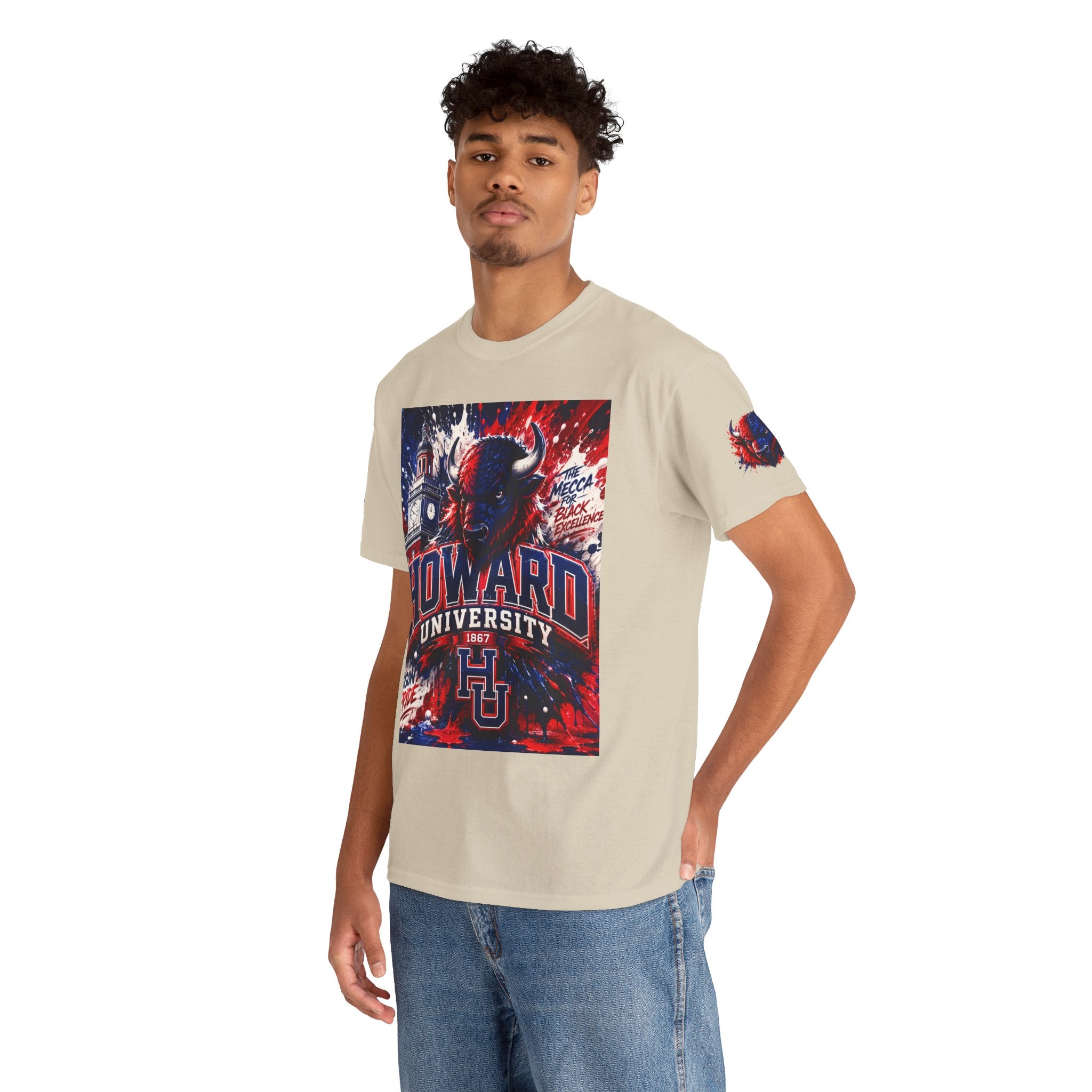 Howard University Buffalo Spirit Tee — HU Bison Red & Blue Campus Shirt