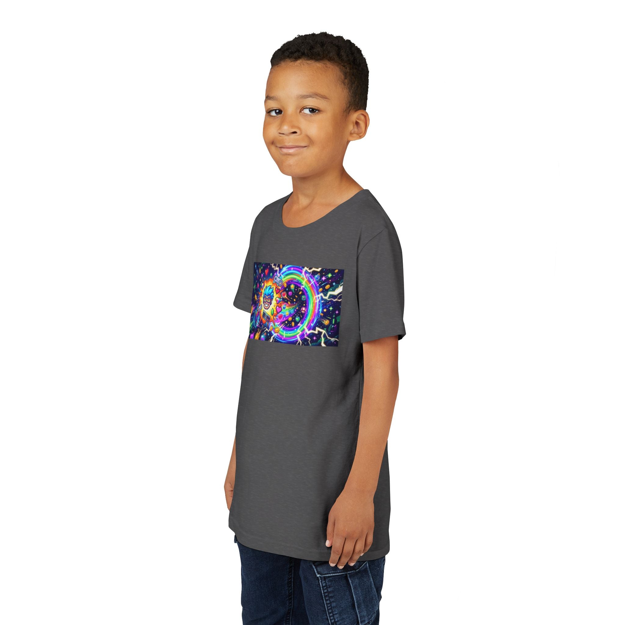 Kids Gaming Tee — Neon Rainbow Portal Gamer Shirt