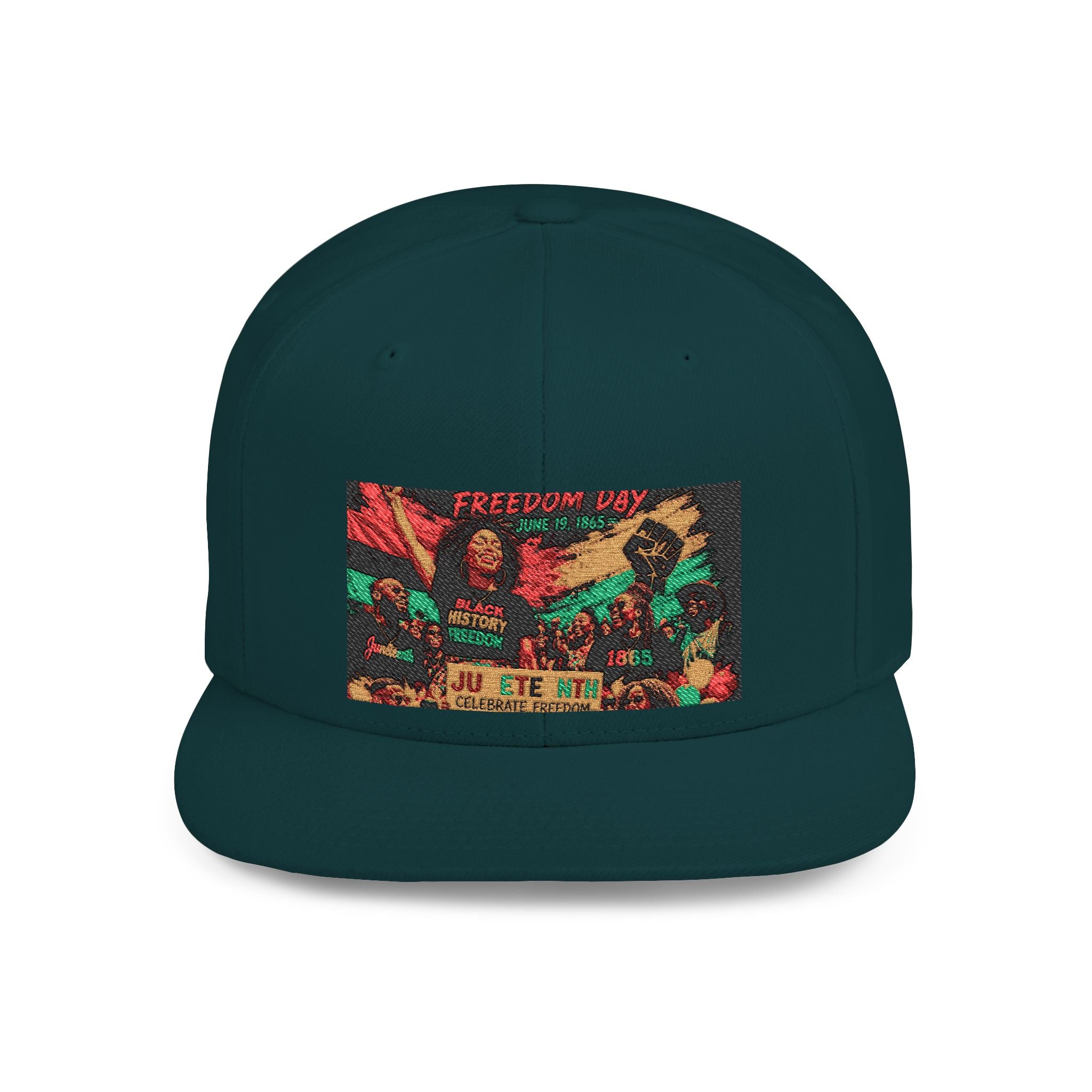 Reggae Vibes Flat Bill Snapback Hat — Colorful Rasta Music Patch