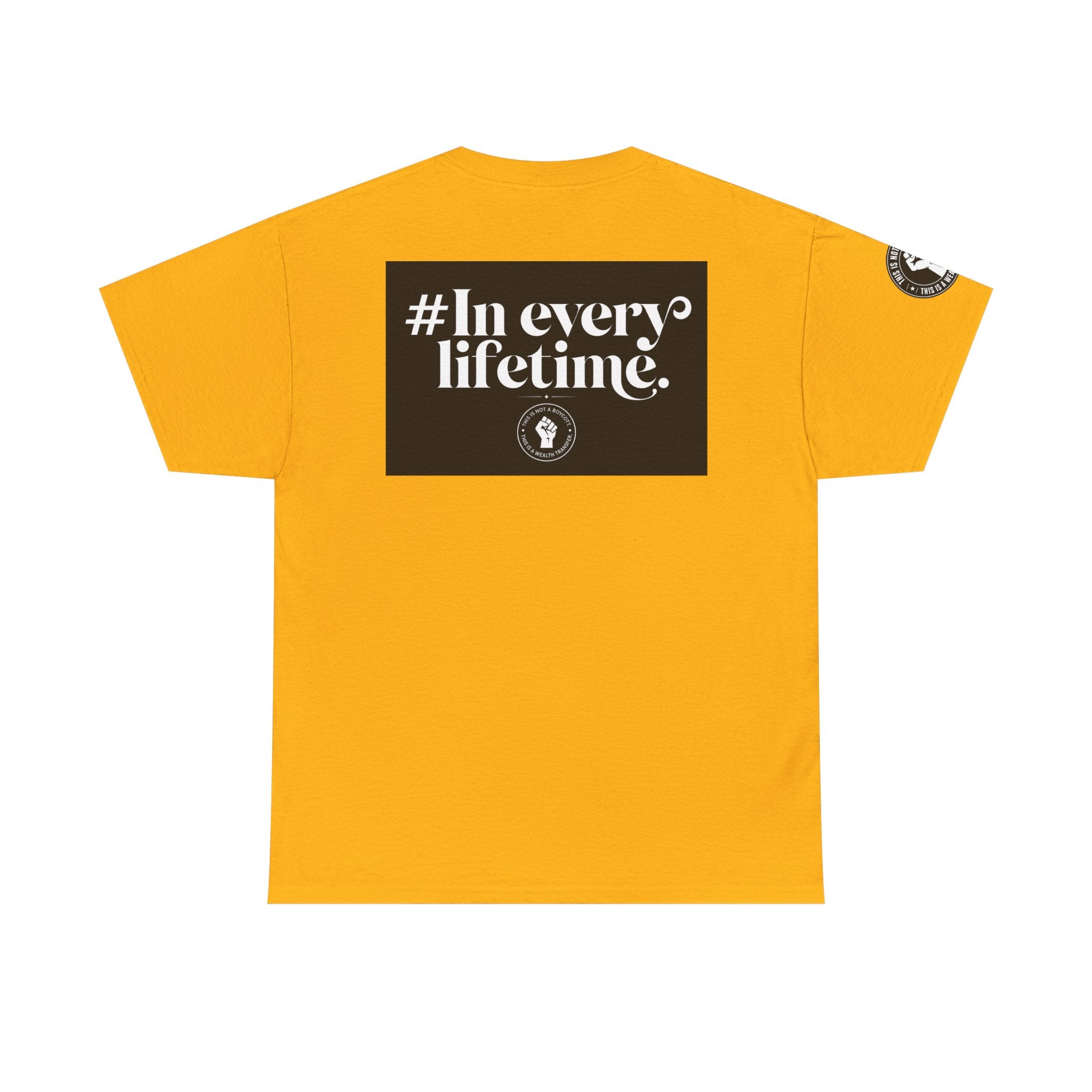 Political Protest Tee — “This Is Not a Boycott, This Is a Wealth Transfer” Shirt (Back: #InEveryLifetime)