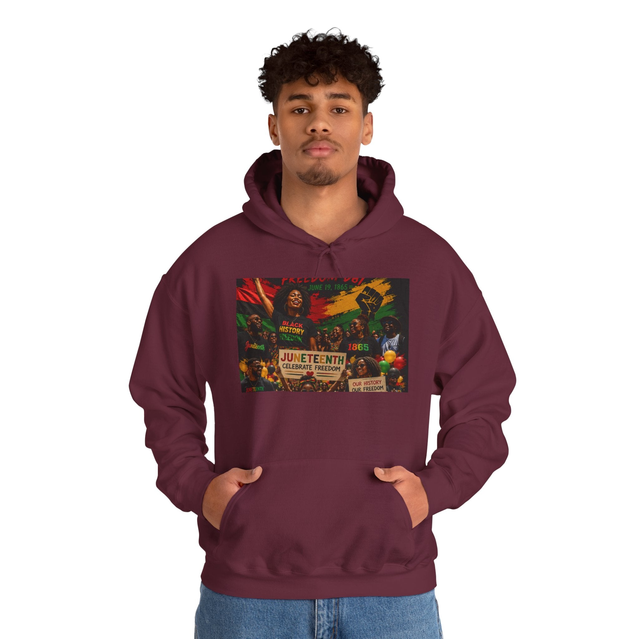 Juneteenth Celebration Hoodie — Juneteenth 1865 Freedom Retro Graphic Hooded Sweatshirt