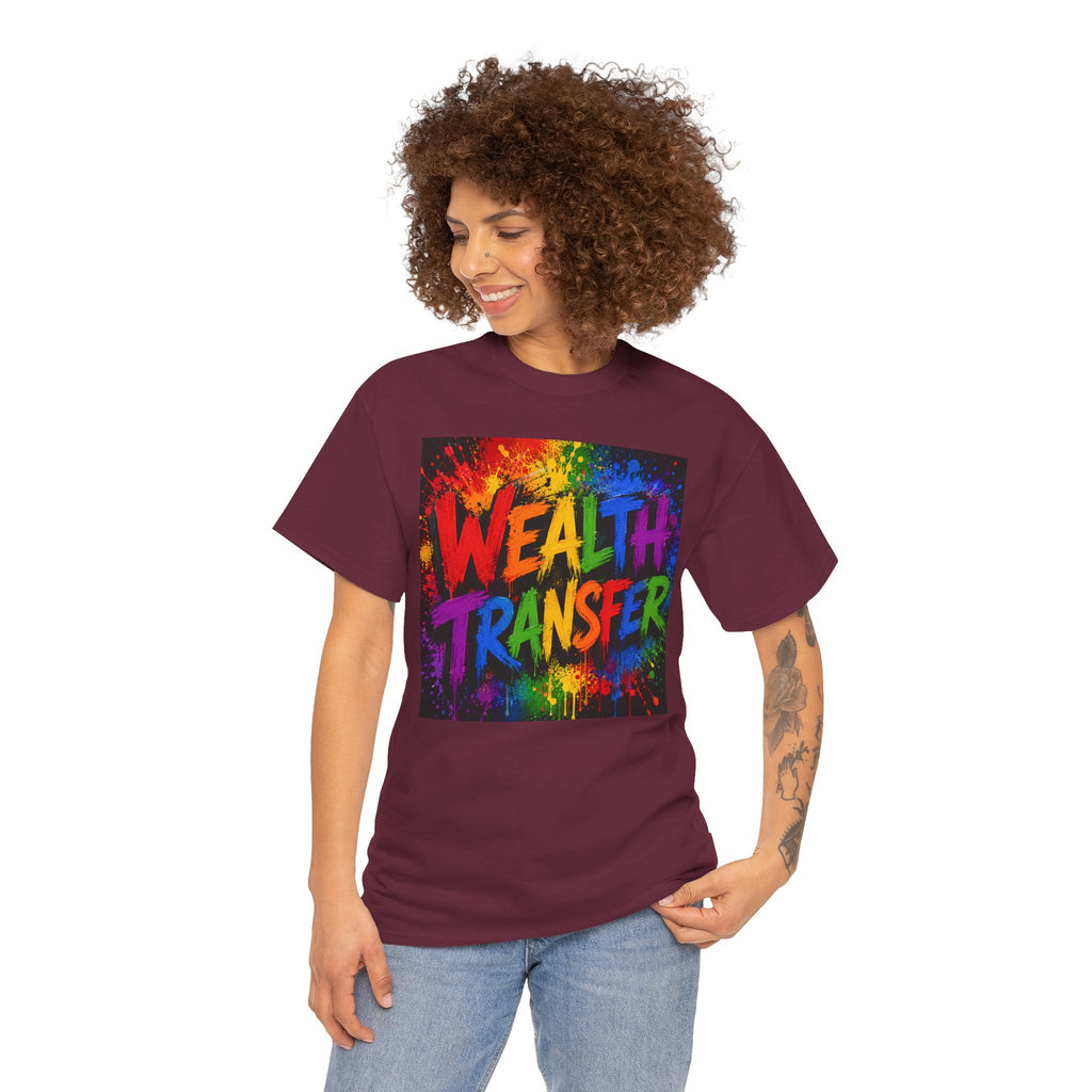 Wealth Transfer T-Shirt — Rainbow Graffiti Design (Back Fist Emblem)