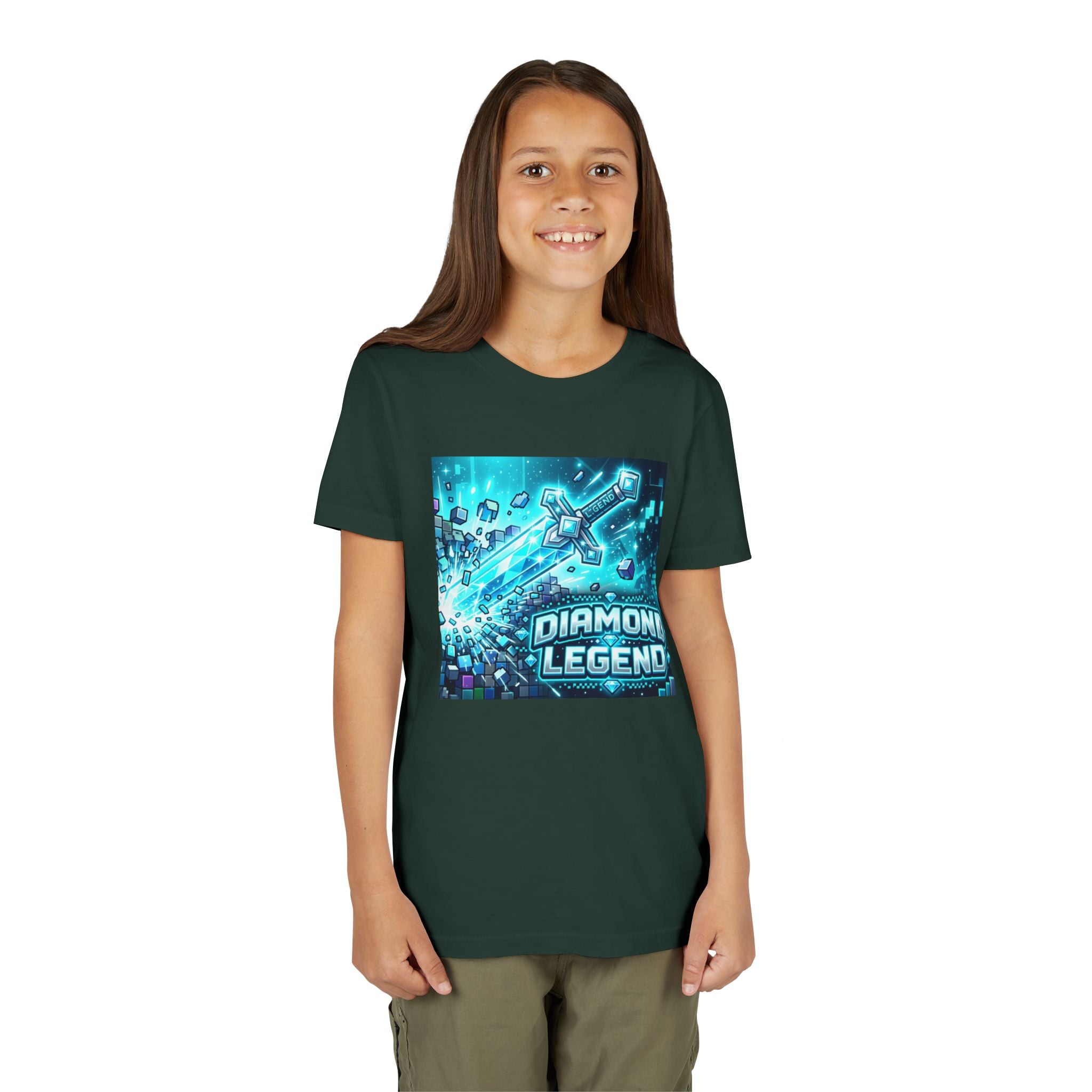 Youth Diamond Legend Tee — Pixel Minecraft-Style Gem Graphic Shirt