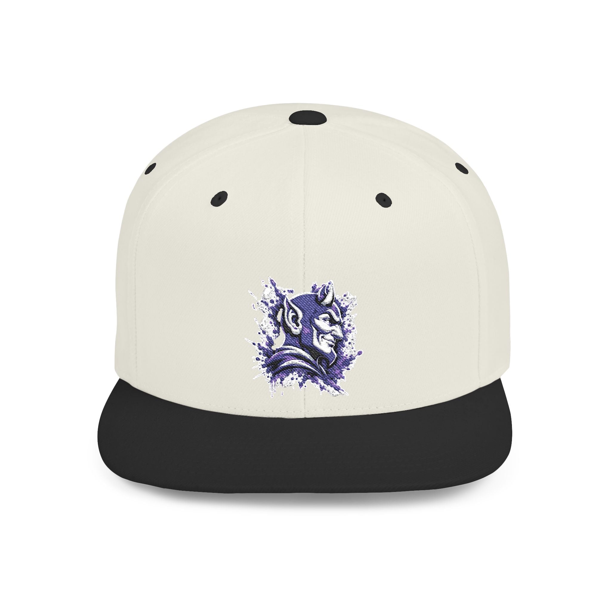Snapback Hat — Abstract Purple Splash Crown Embroidered Flat Bill