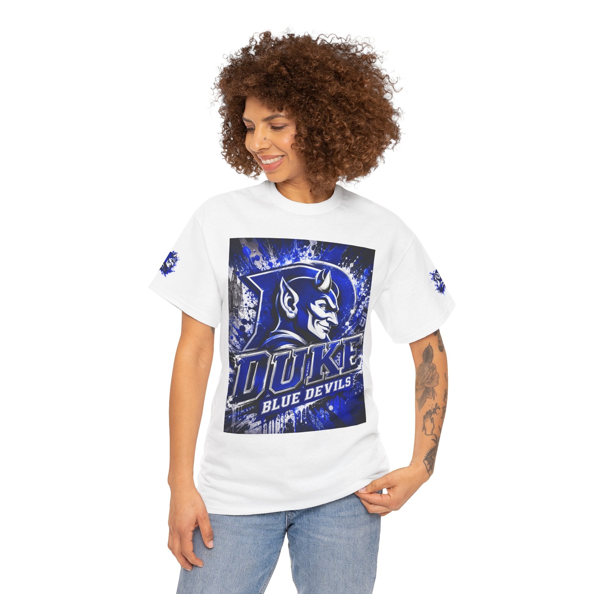 Duke Blue Devils Graphic Tee — Splatter Devil Logo T‑Shirt