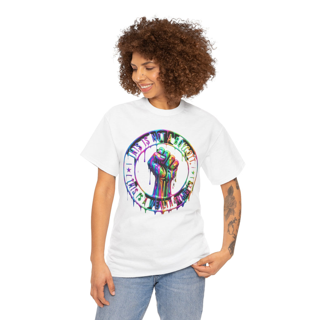 Protest Fist Graphic Tee — "Love Is Love" Rainbow Drip Pride Shirt