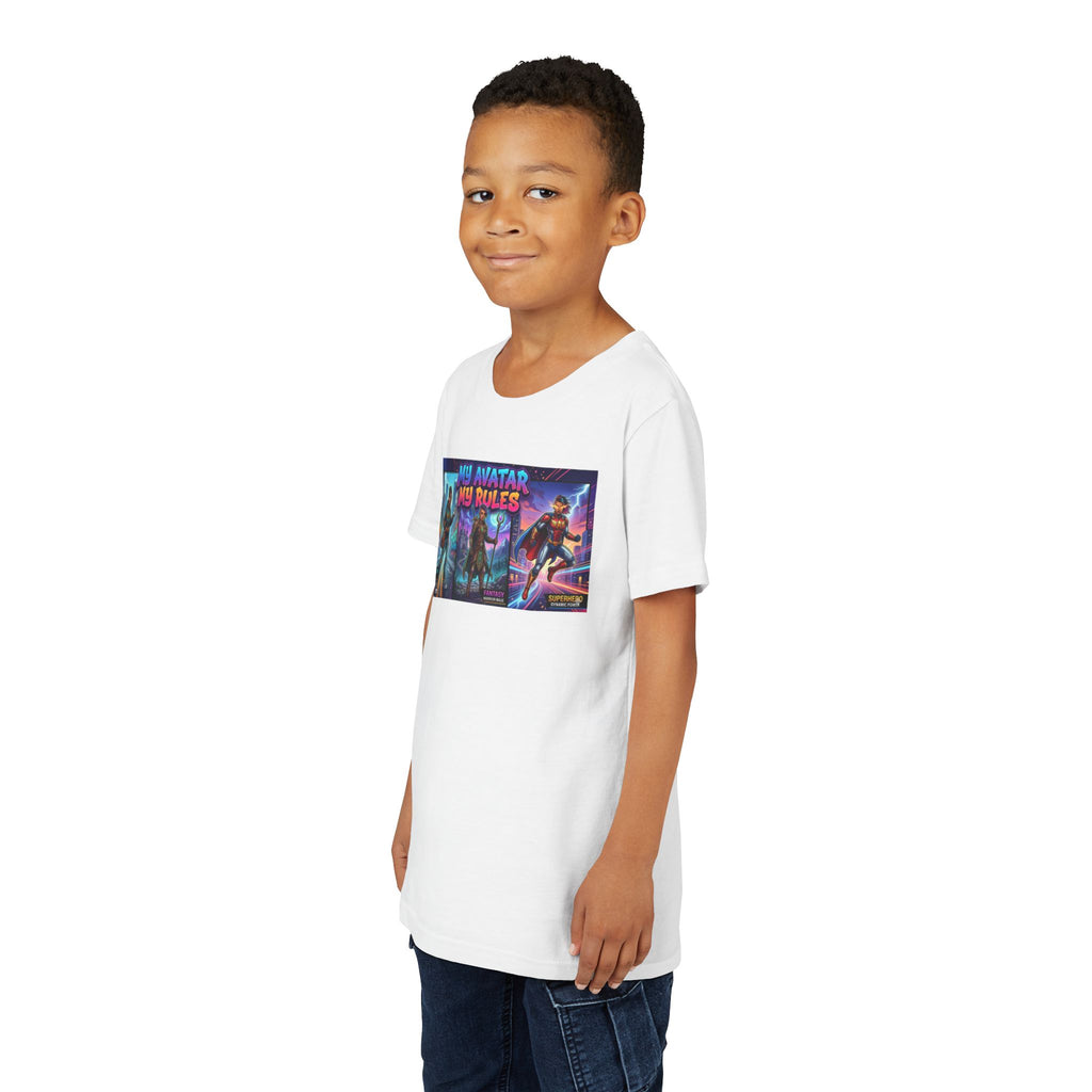 Youth Tee — “MY AVATAR MY RULES” Customizable Character Graphic