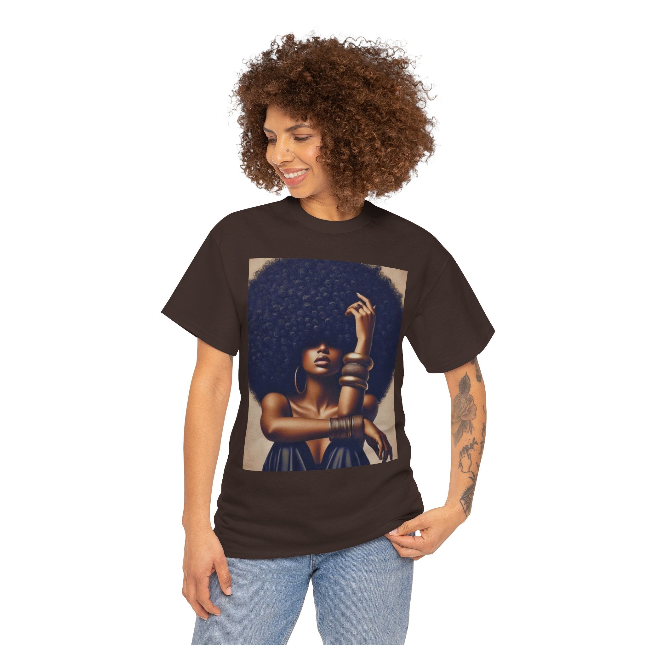 Afro Goddess Portrait Tee — Empowerment Graphic T-Shirt