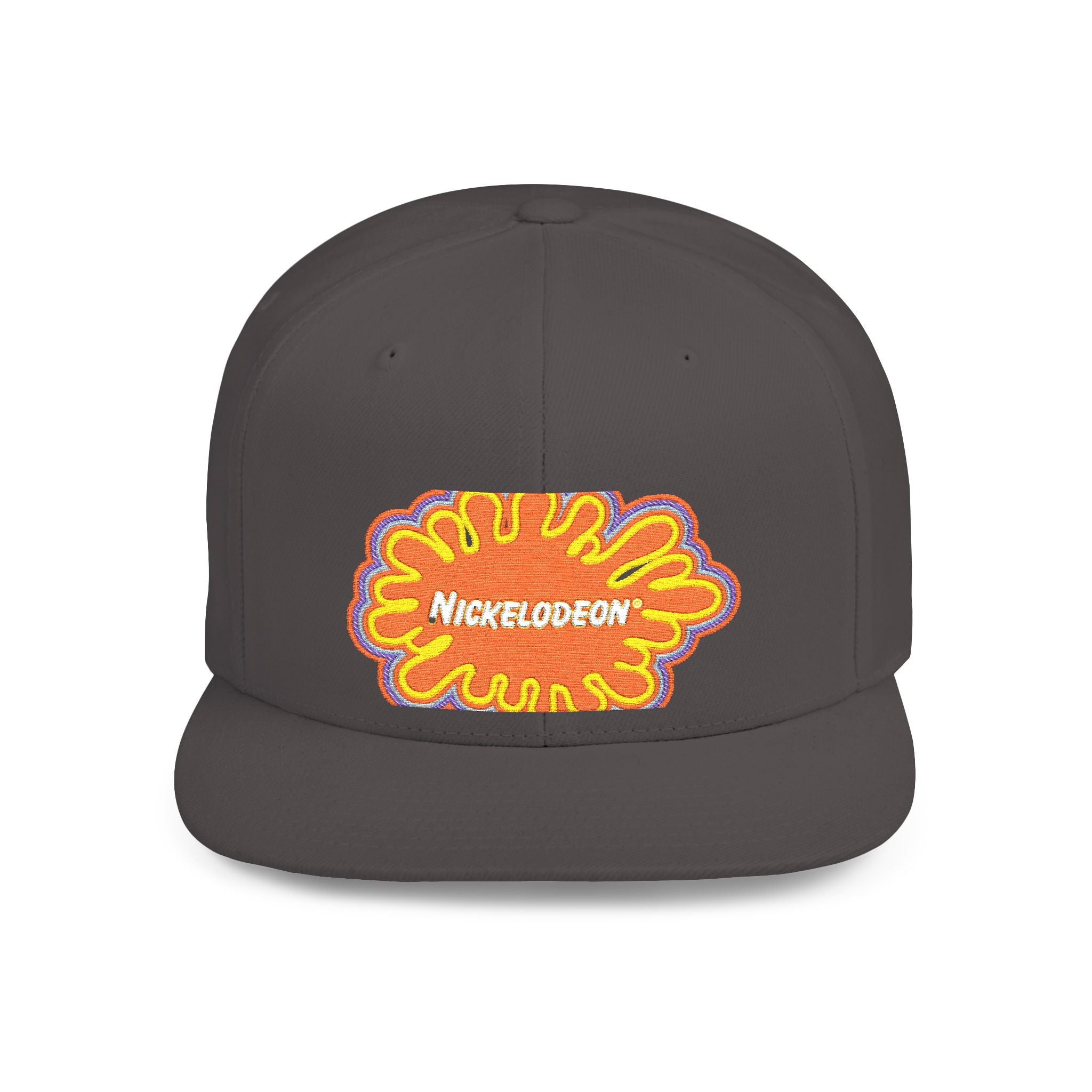 Nickelodeon Slime Logo Flat Bill Snapback Hat — Retro 90s Cartoon Cap