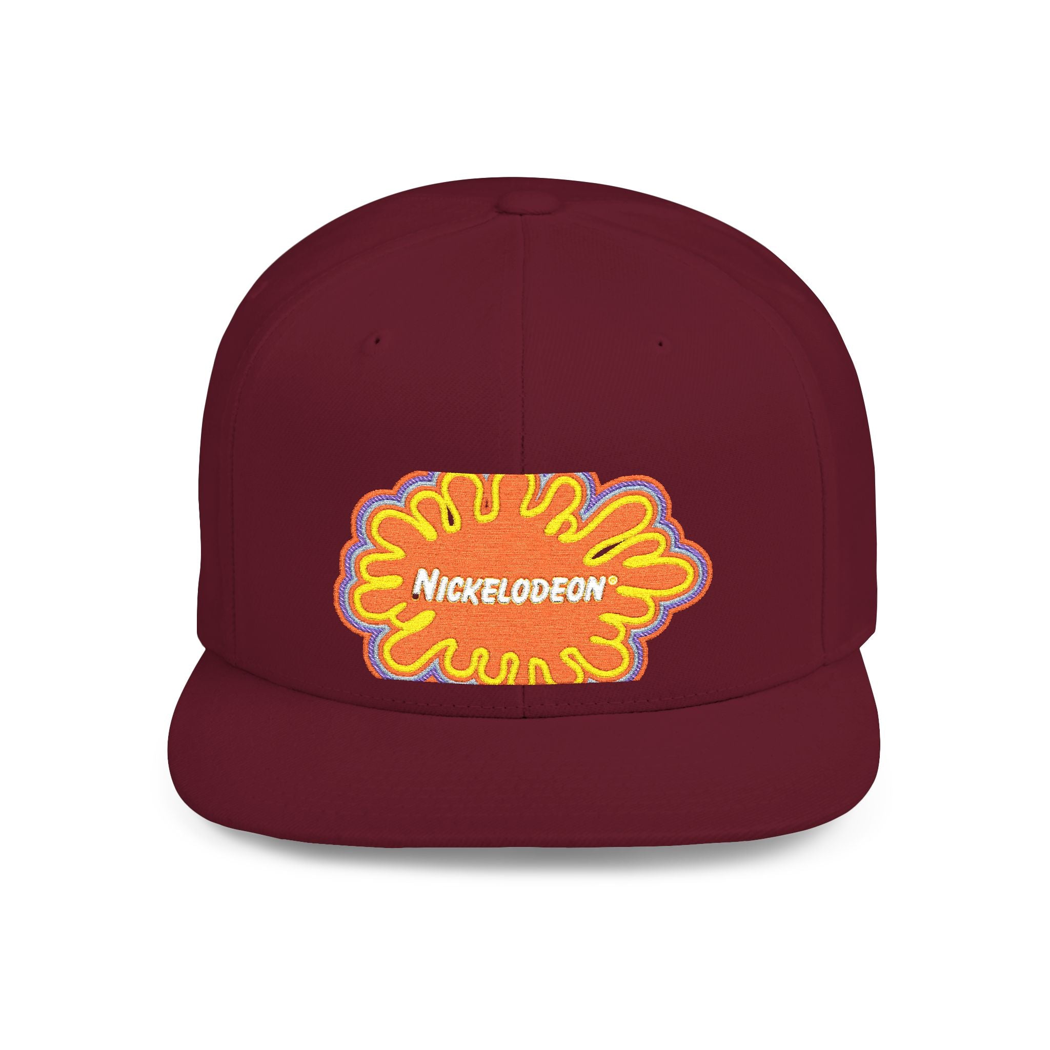 Nickelodeon Slime Logo Flat Bill Snapback Hat — Retro 90s Cartoon Cap
