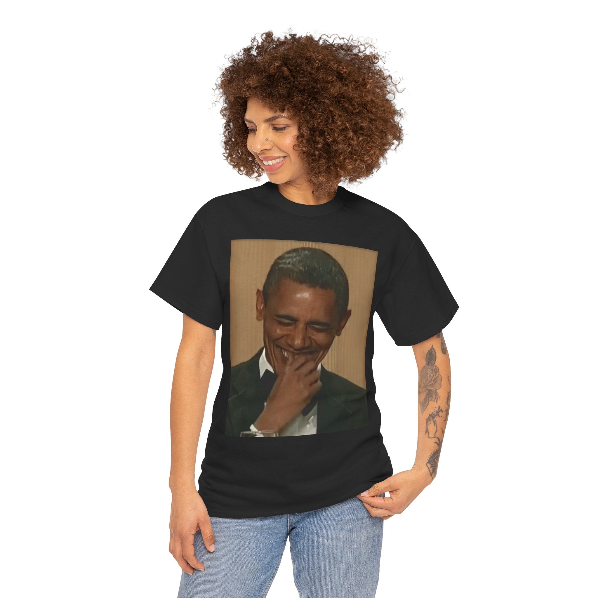 Laughing President Photo Tee — Vintage Smile Graphic T-Shirt