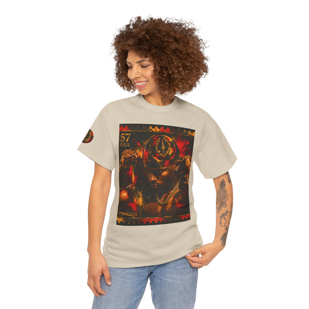 T-Shirt — Regal Afrocentric Portrait Tee (57 USA Stamp Design)