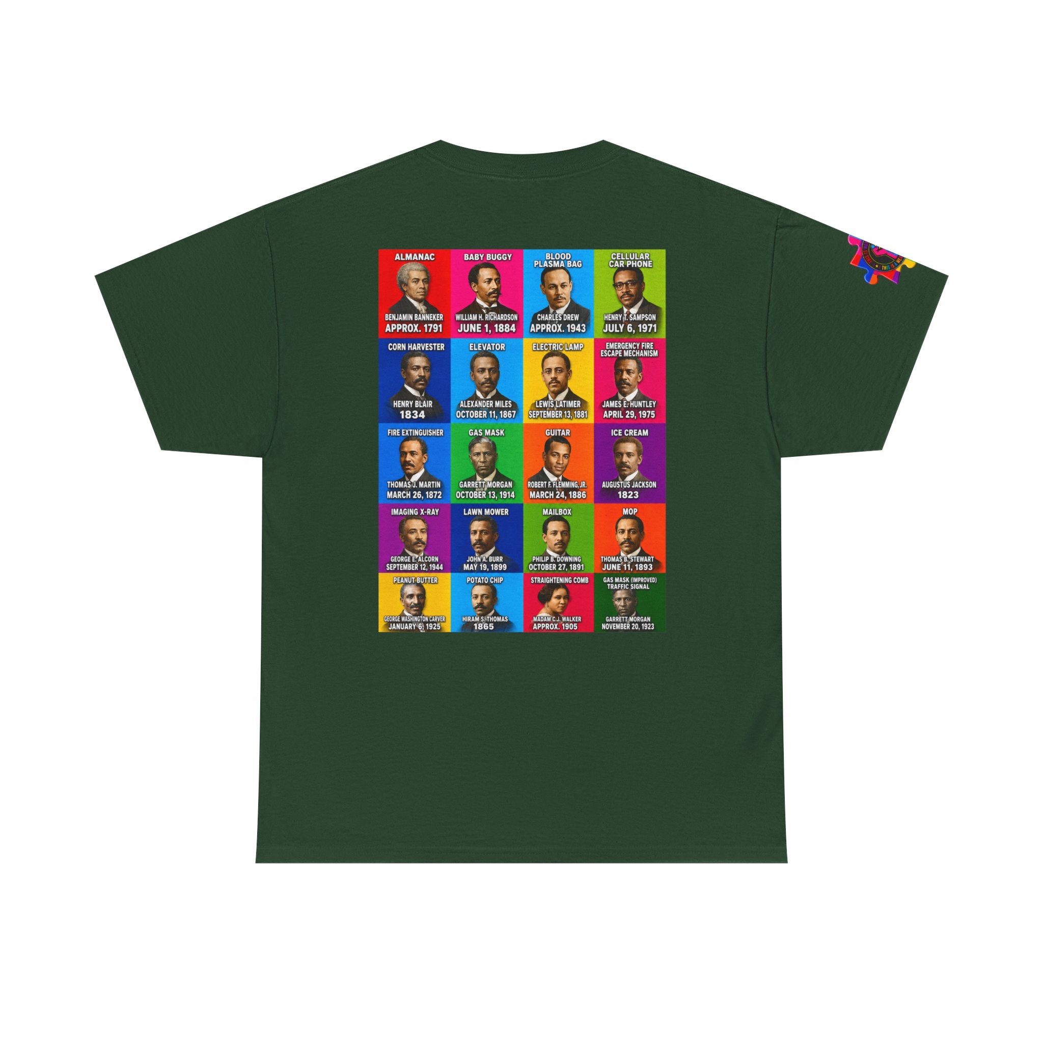 Black inventors Grid T‑Shirt — Colorful Historical Portraits Tee