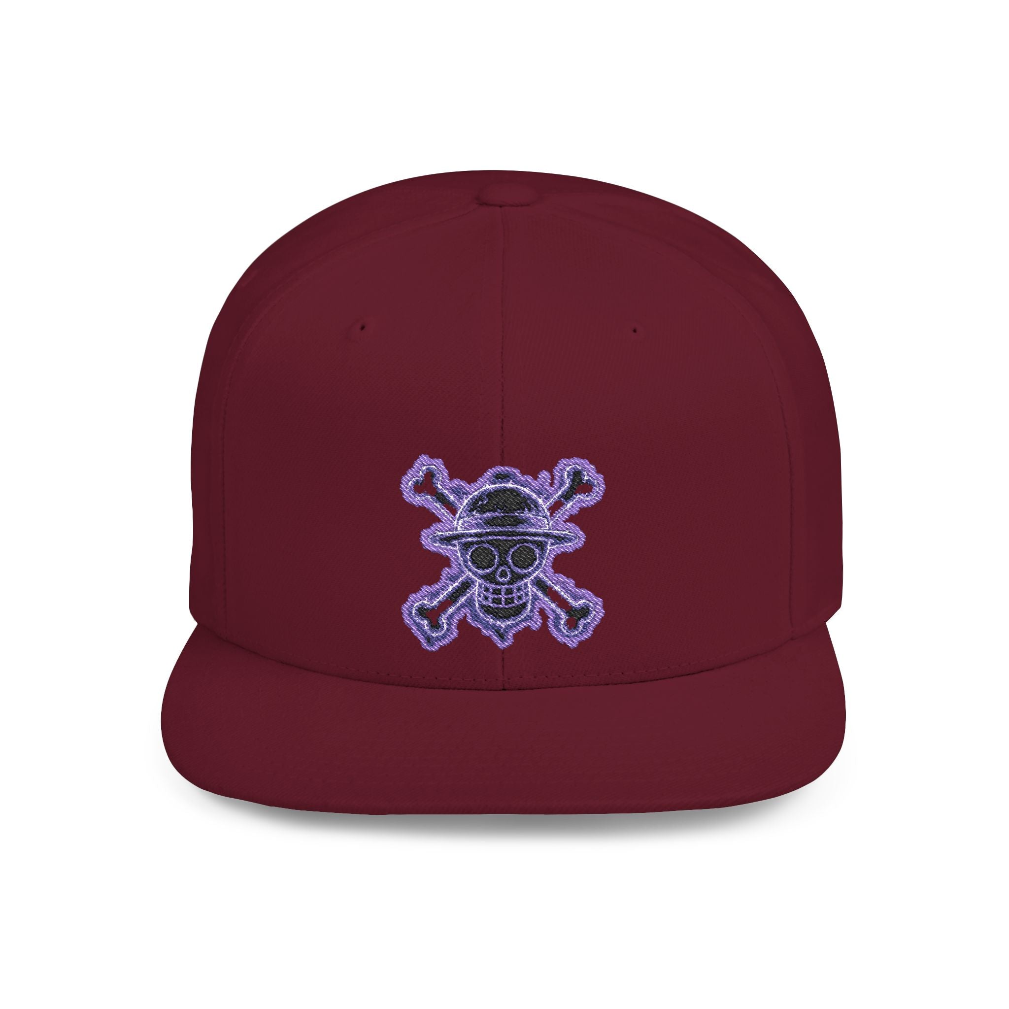 Purple Glitter Skull Snapback Hat - Flat Bill Adjustable Cap