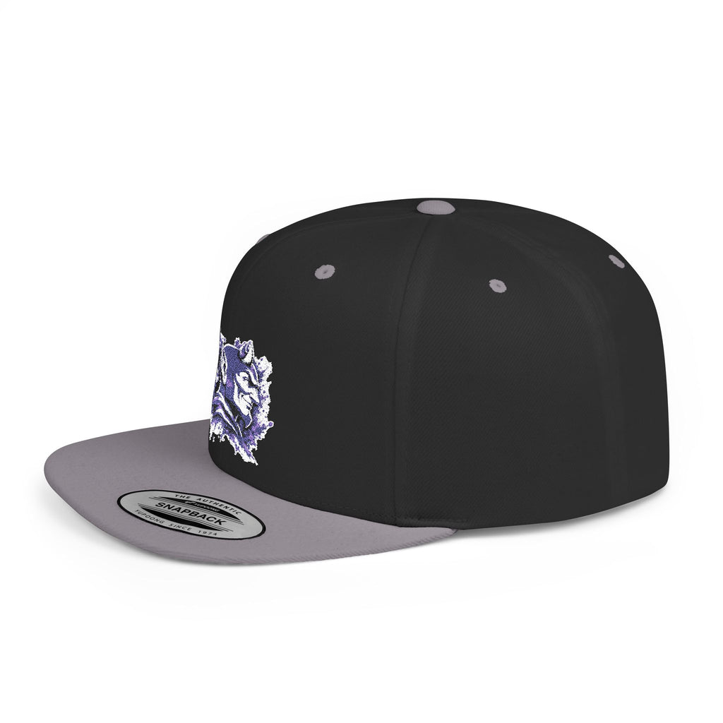 Snapback Hat — Abstract Purple Splash Crown Embroidered Flat Bill