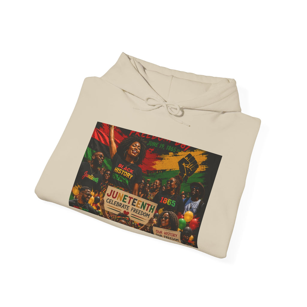 Juneteenth Celebration Hoodie — Juneteenth 1865 Freedom Retro Graphic Hooded Sweatshirt