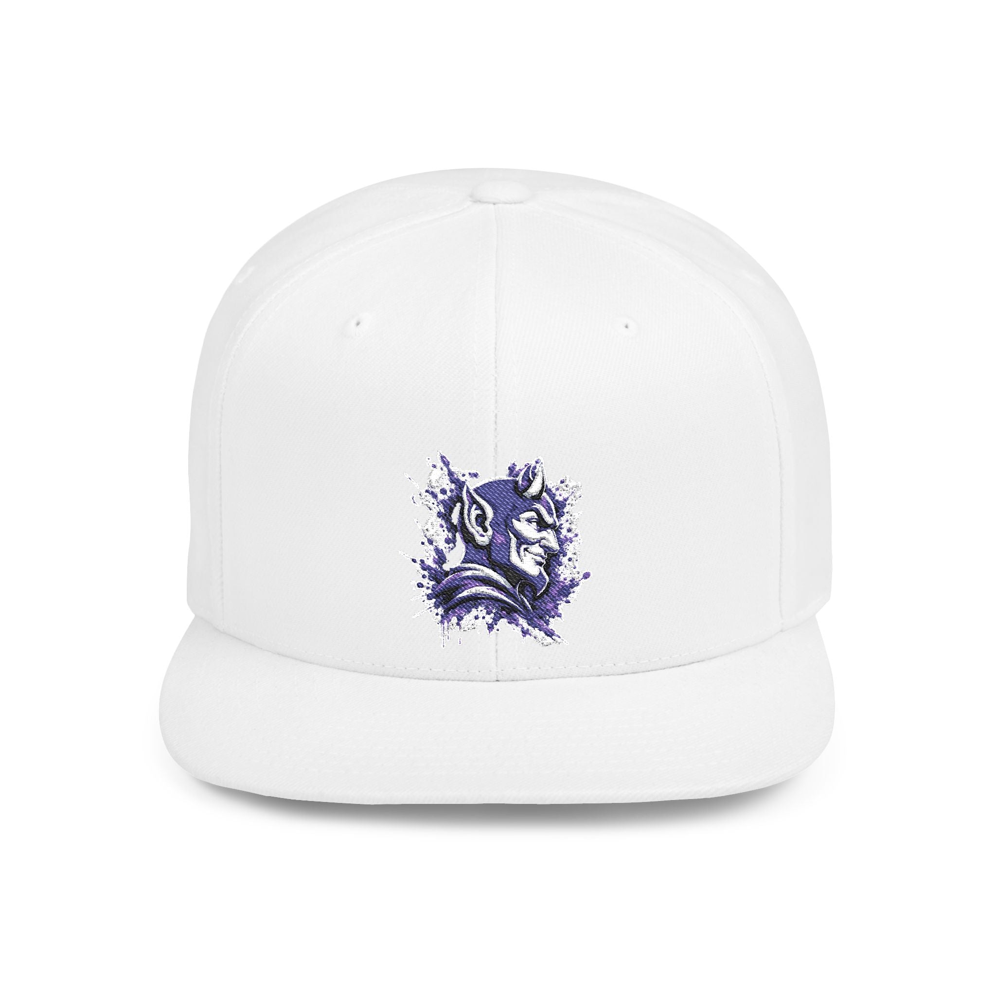 Snapback Hat — Abstract Purple Splash Crown Embroidered Flat Bill