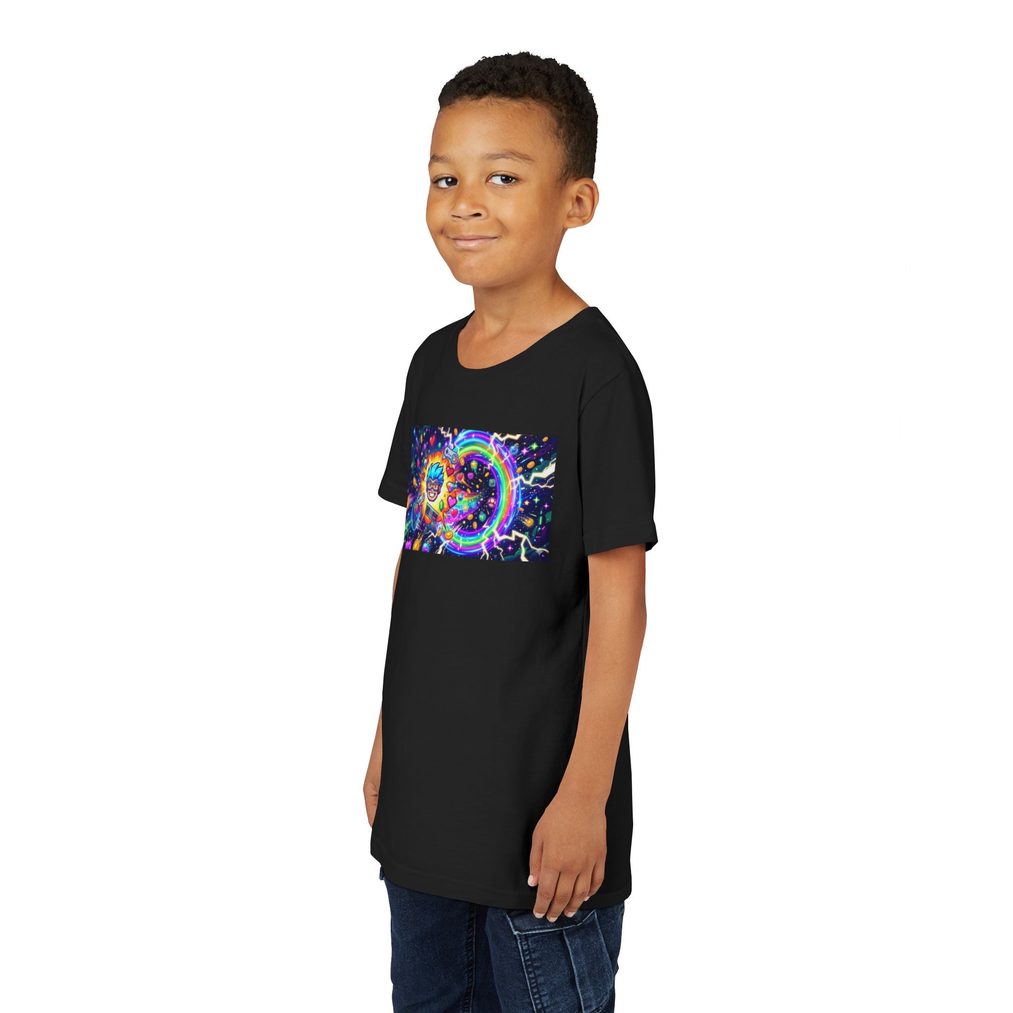 Kids Gaming Tee — Neon Rainbow Portal Gamer Shirt