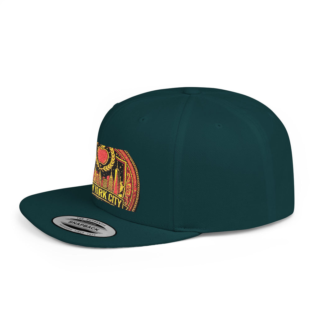New York City Flat Bill Snapback Hat – Retro Skyline Patch Cap