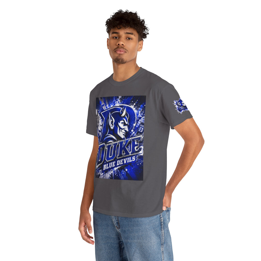 Duke Blue Devils Graphic Tee — Splatter Devil Logo T‑Shirt