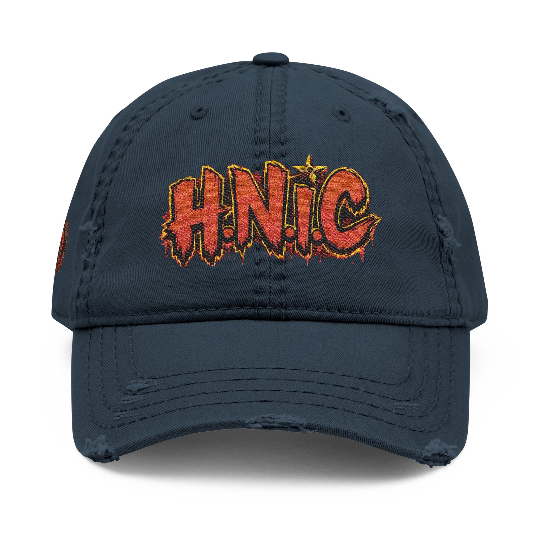Distressed Embroidered 'HNIC' Dad Hat — Vintage Streetwear Cap