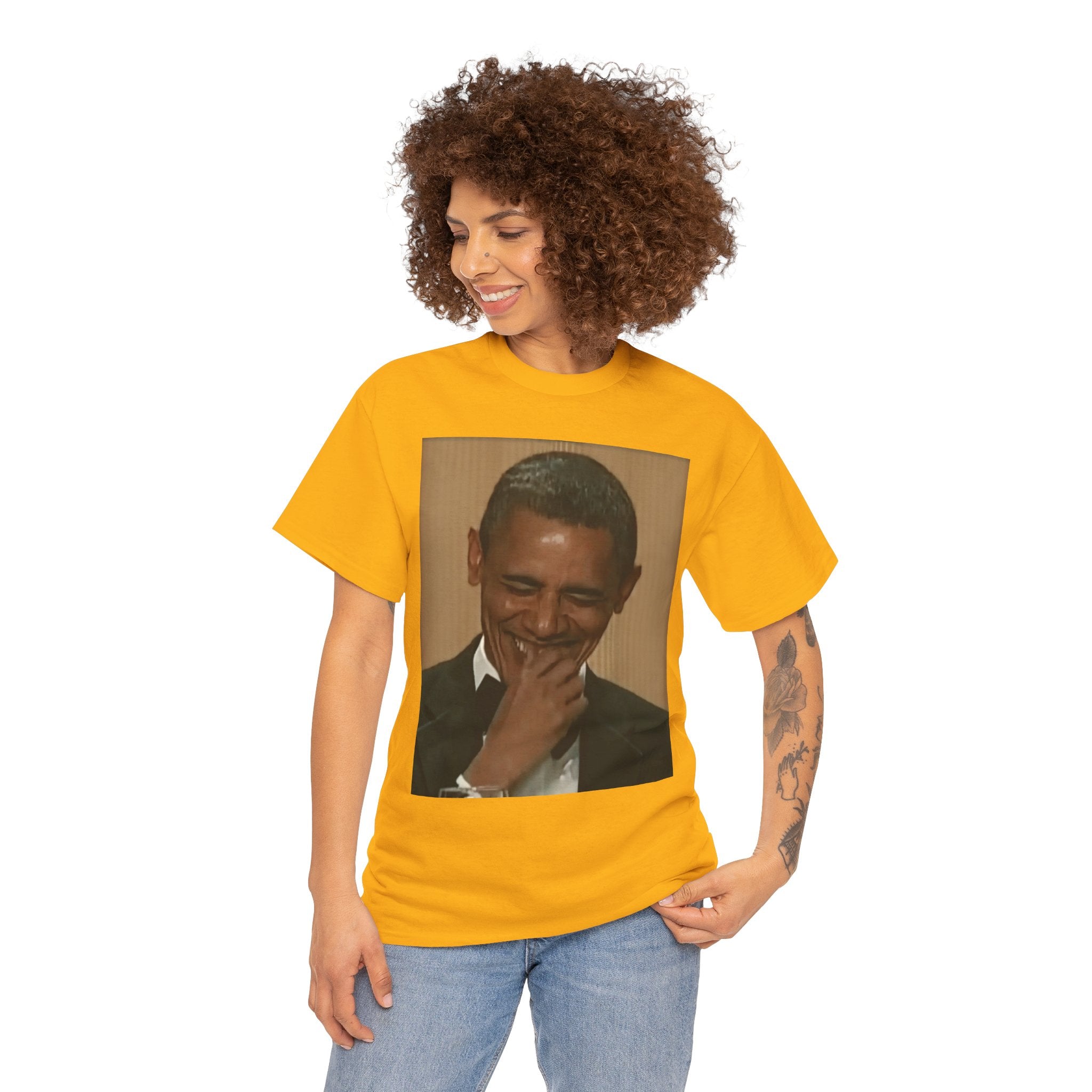 Laughing President Photo Tee — Vintage Smile Graphic T-Shirt