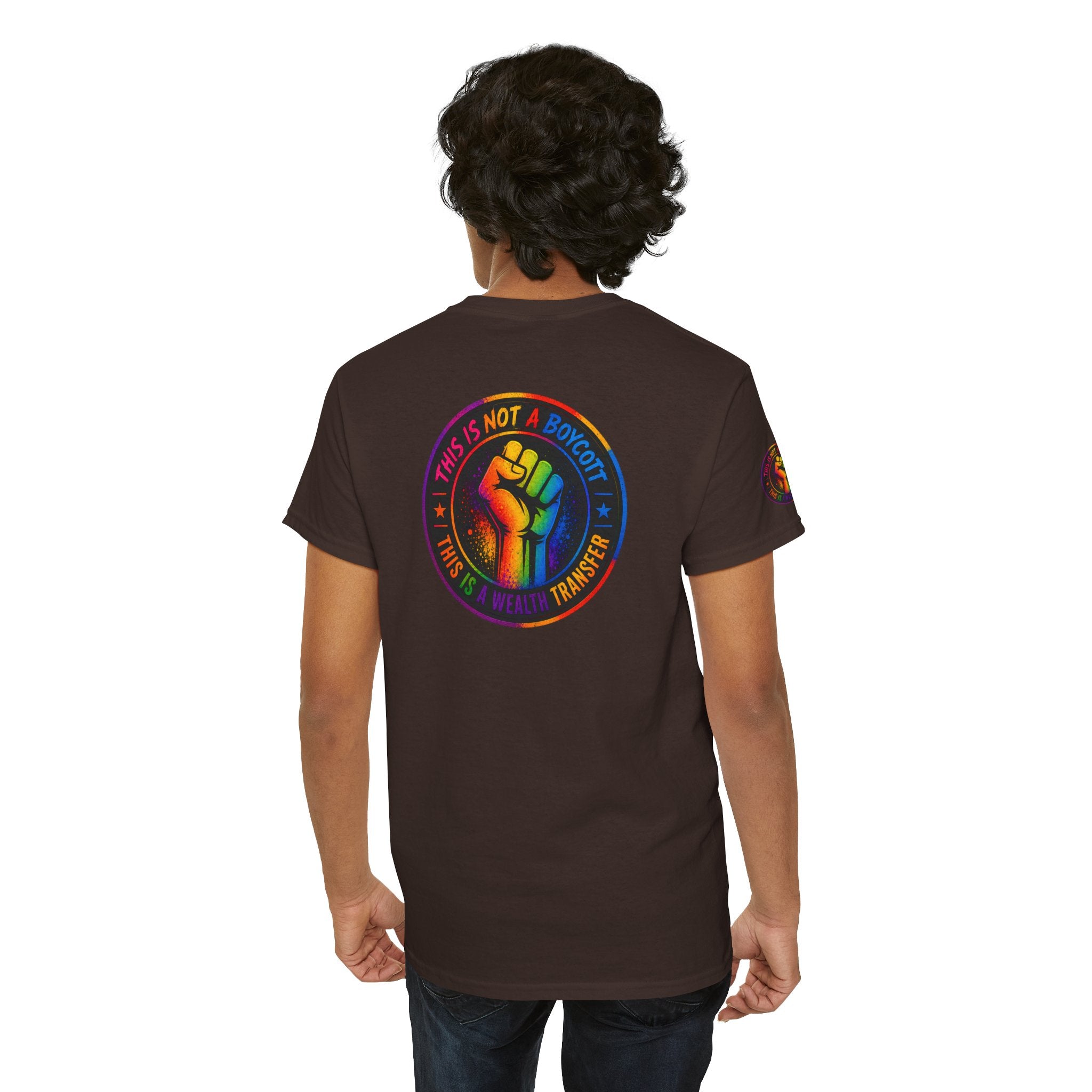 T-Shirt — Rainbow Empowerment Portrait Tee ("This Is Not A Boycott, This Is A Human Transaction")