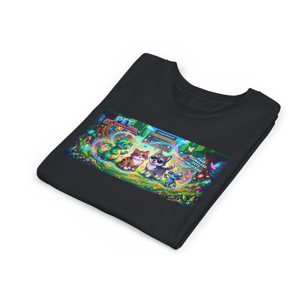 Cute Fantasy Pets Sunglasses Tee — Dragon, Cat, Wolf & Robot Pets