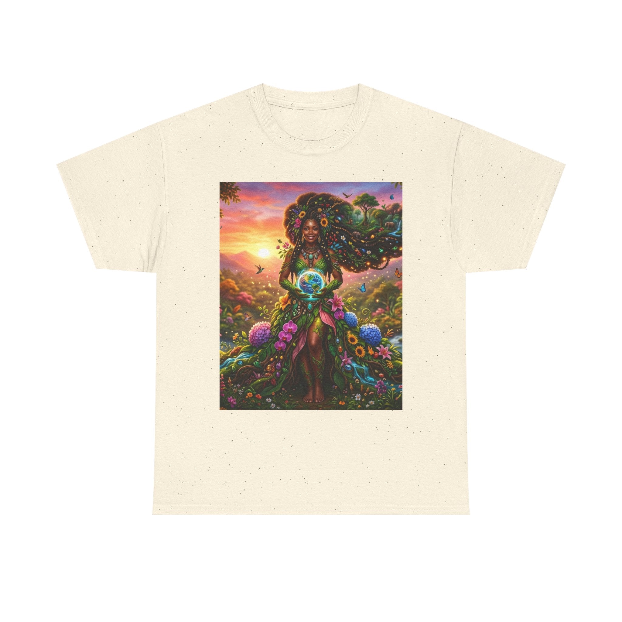 Earth Goddess T-Shirt — Vibrant Floral Nature Mother Graphic Tee
