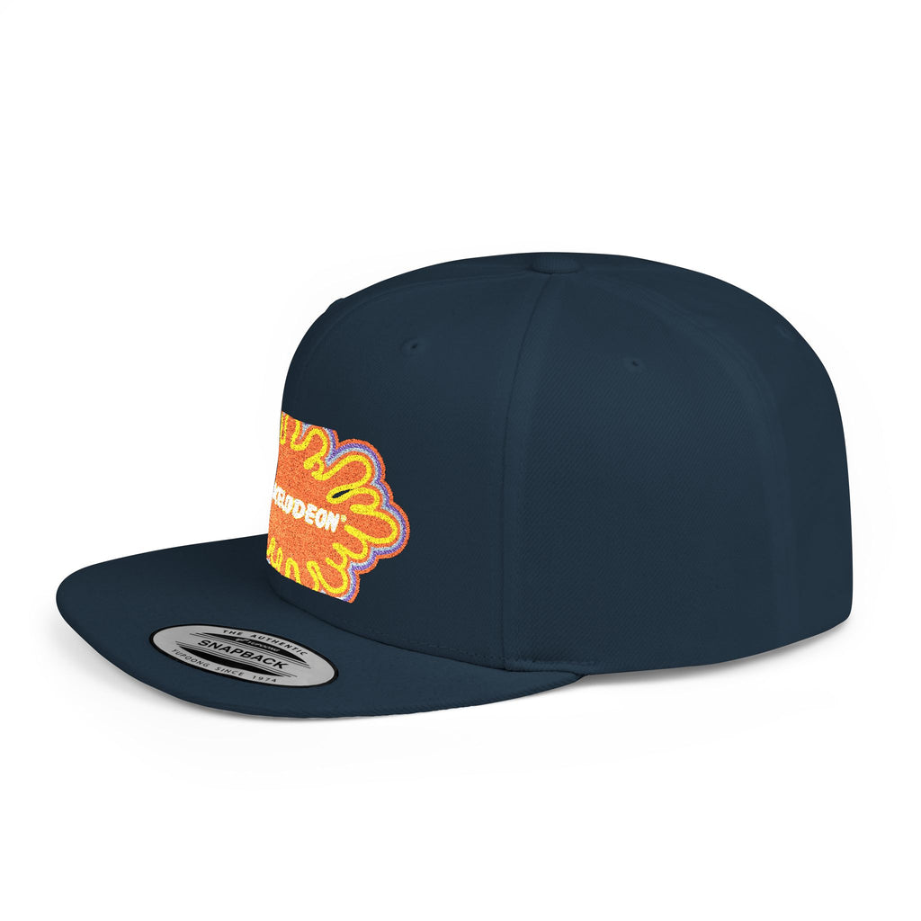 Nickelodeon Slime Logo Flat Bill Snapback Hat — Retro 90s Cartoon Cap