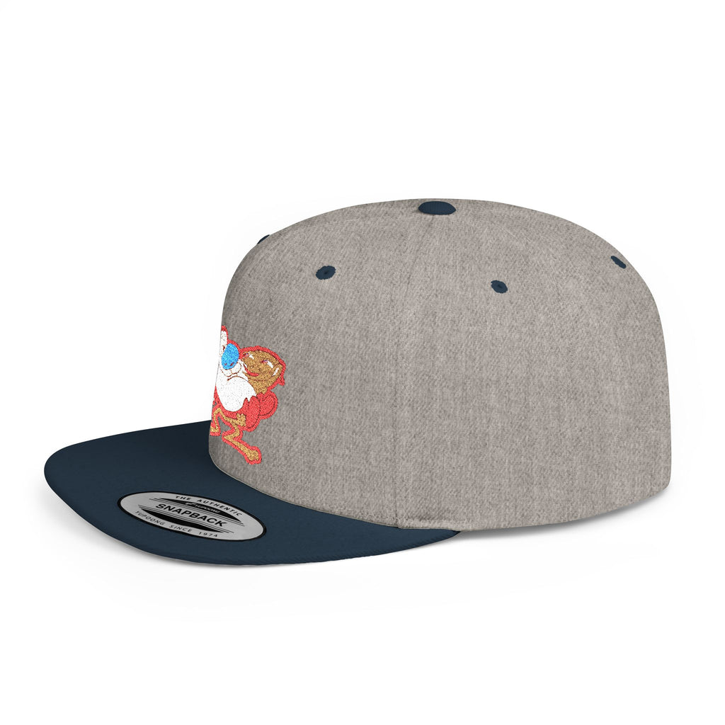 Retro Cartoon Egg Character Flat Bill Snapback Hat