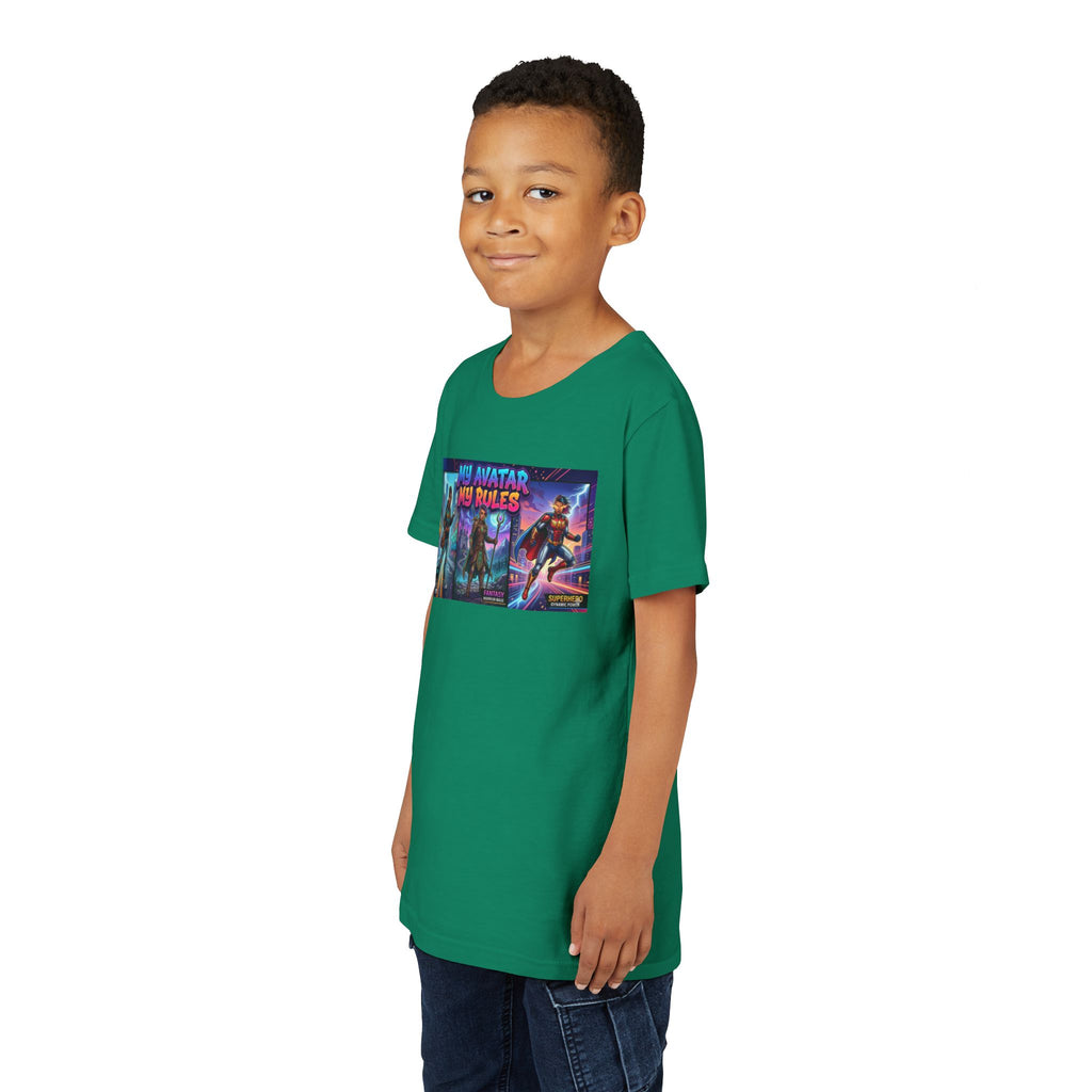Youth Tee — “MY AVATAR MY RULES” Customizable Character Graphic